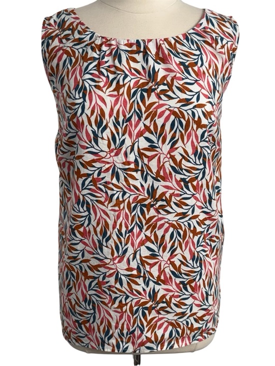 Lands' End Tops - Lands' End Women's 100% Linen Sleeveless Tank Top Multi-Colored Leaf Print Sz 1X